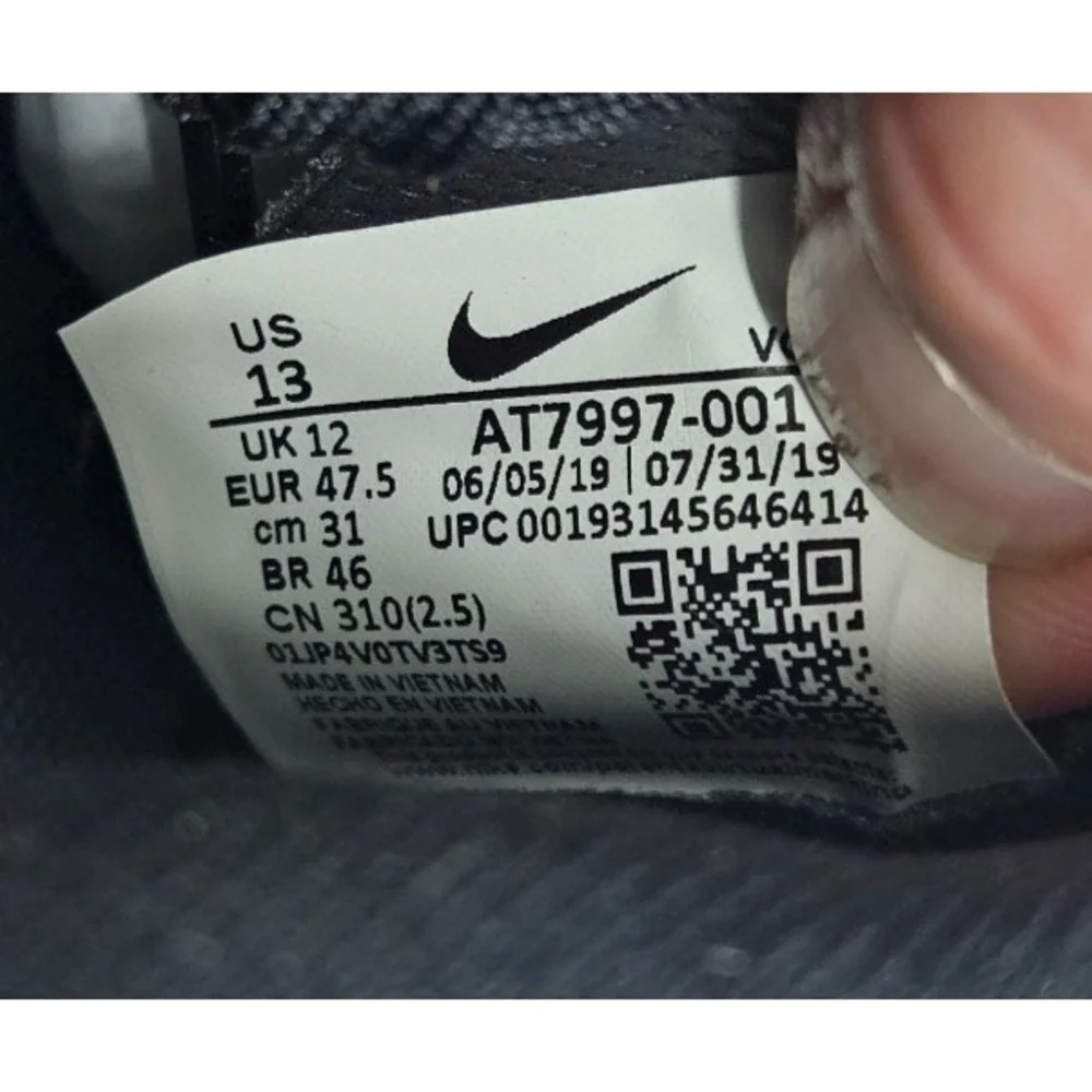 Nike Vapor 13 Club IC Indoor Soccer Shoes AT7997-001 Black‎ Grey Size 13